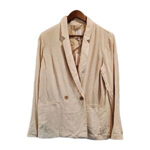 LC Lauren Conrad Linen Blend Notch Lapel Pocket Double Breasted Blazer Large NWT